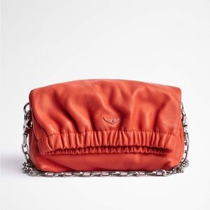 Zadig & Voltaire Bold Orange  shoulder bag with Silver Chain